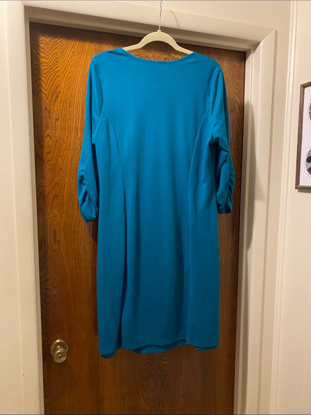 Susan Graver Teal Midi Scoop Neck Dress - Picture 2 of 4